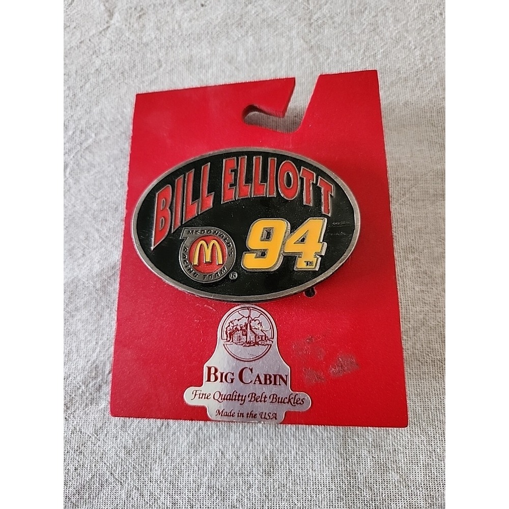 Vintage NASCAR Belt Buckle Bill Elliott #94 McDonald's Racing By Big Cabin USA